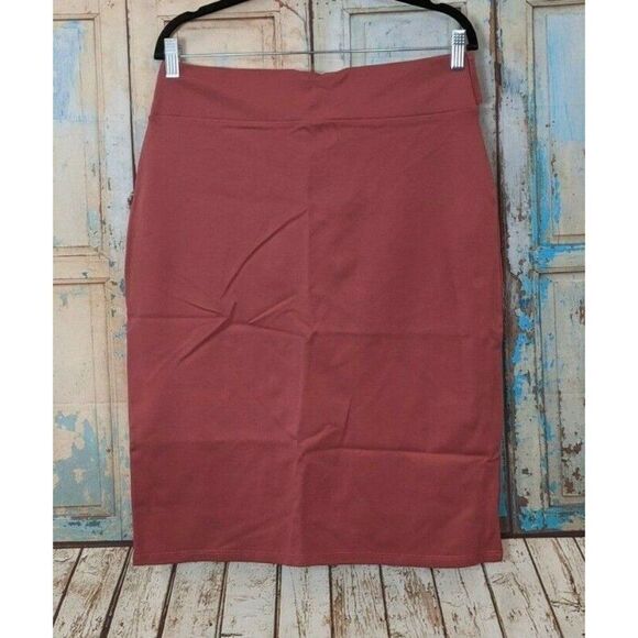Mikarose Womens Large Red Tie Elastic Waist Knee Length Straight & Pencil Skirt - Picture 1 of 7